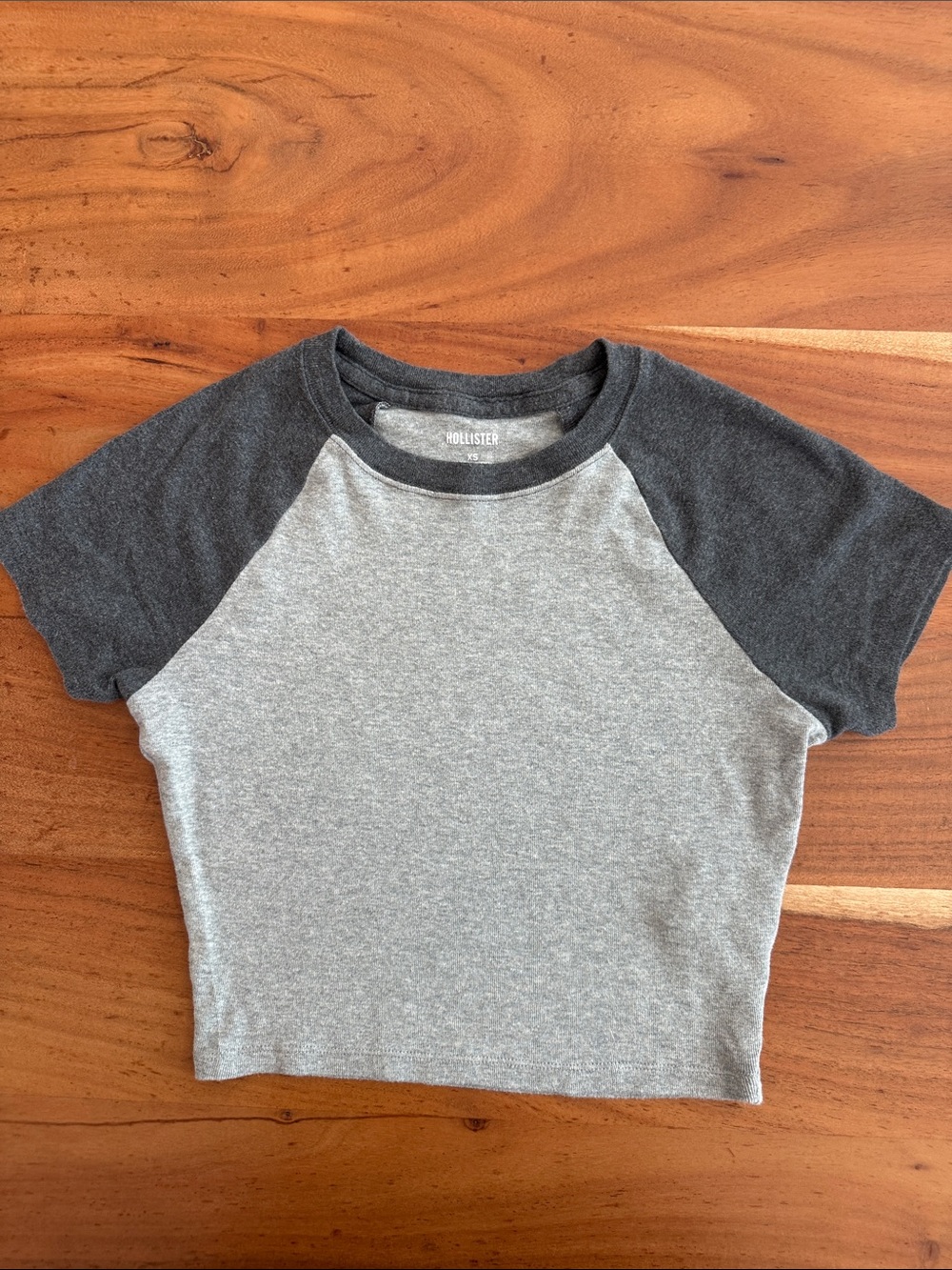 Hollister Two-Tone Grey Raglan Short Sleeve Tee